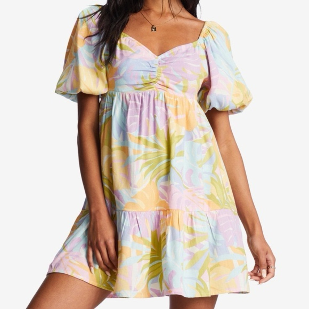 NWT Billabong Be Mine printed sweetheart baby-doll dress Size Large